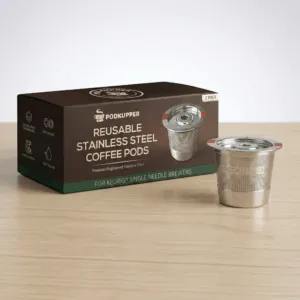 podkupper stainless steel reusable coffee pod box with product