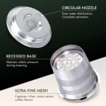 PodKupper pod and lid detail: circular nozzle, recessed base, ultra fine mesh
